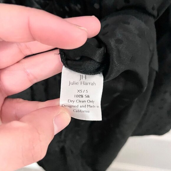 Julie Harrah Black Polka Dot Silk Long Sleeve Dress Cover Up Size XS/S - Picture 2 of 4